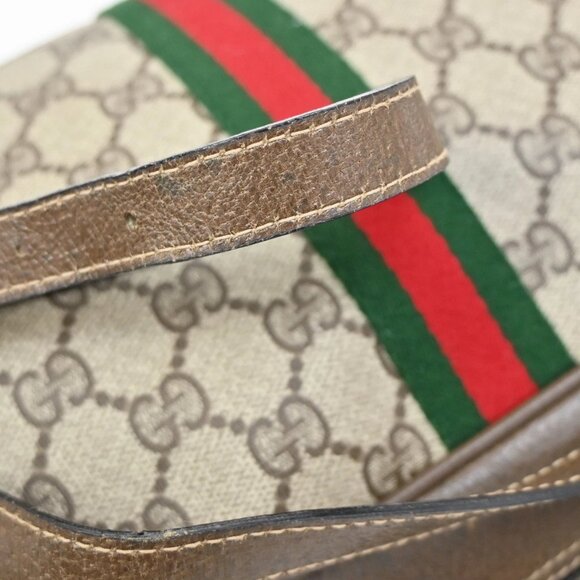 GUCCI Logo Sherry GG Pattern Shoulder Bag PVC Leather Brown Italy 32YH591 - Picture 9 of 16